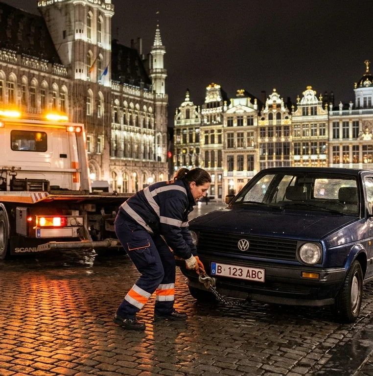 Dépannage Voiture dans la Commune de Bruxelles-Ville sur la Grand-Place de nuit